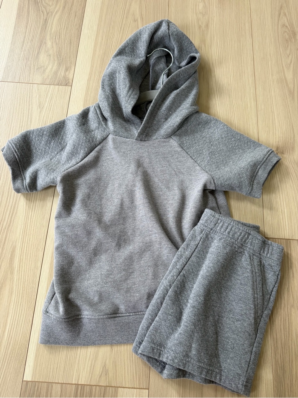 Carter's Gray Hooded Short Sleeve Sweatshirt & Shorts Set